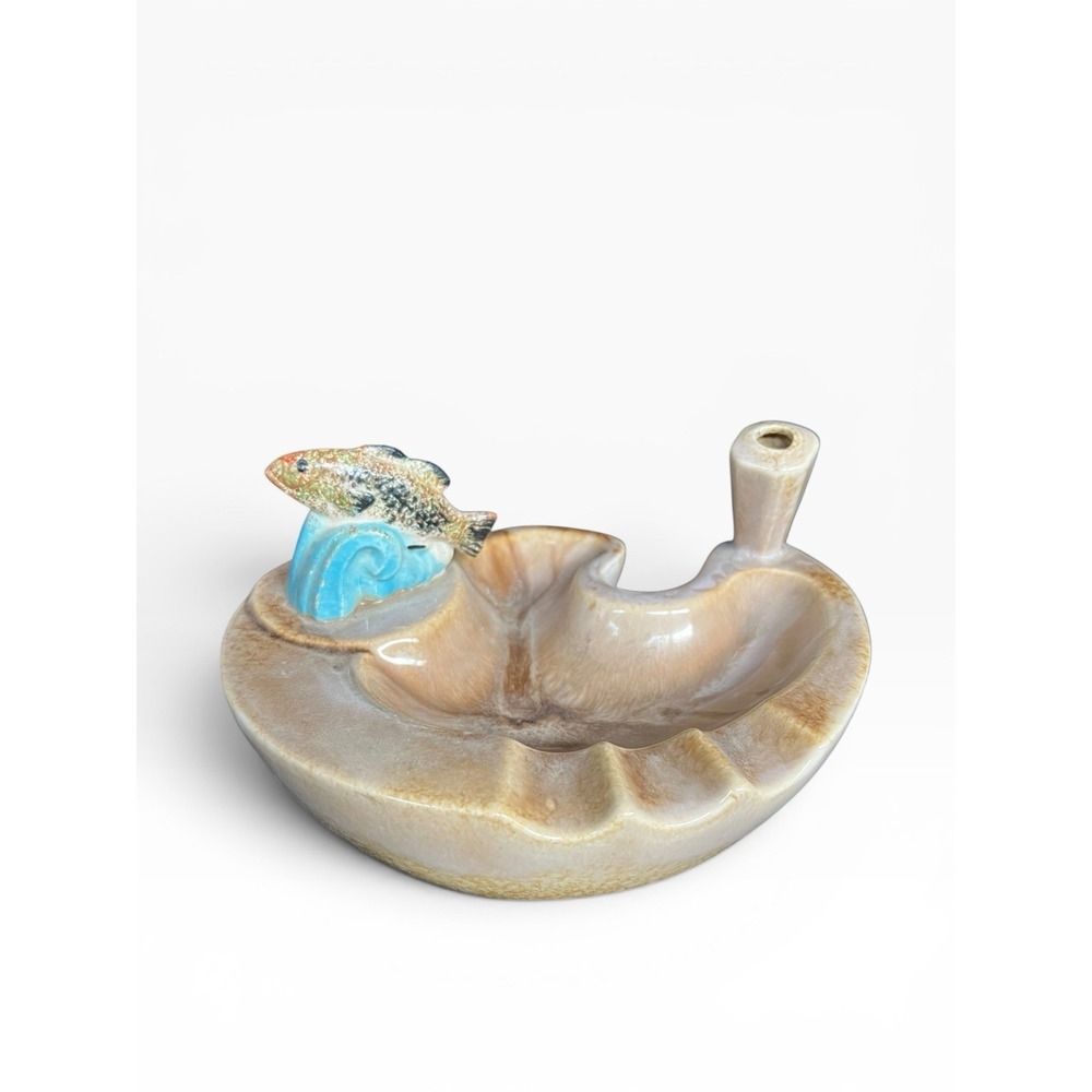 Vintage Plymouth Products Fish Ashtray Cigarette Pen Holder MCM Ceramic Retro